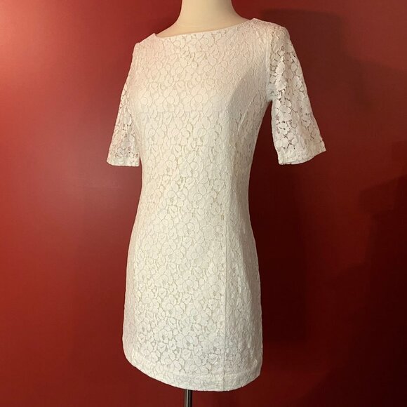 Kenneth Cole Reaction Women's White Lace Dress - Size 0 - Picture 1 of 4